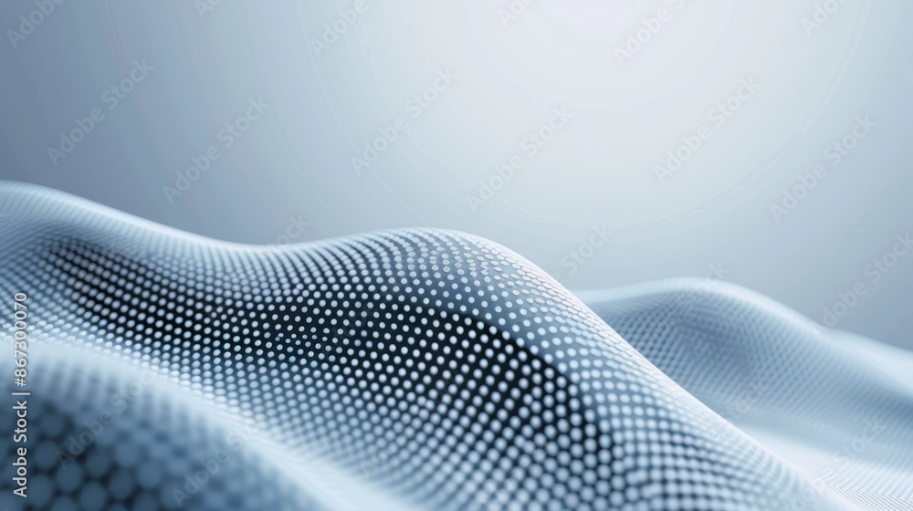 Aufkleber moving dots forming hexagon wave, abstract big data flow, futuristic tech background vector illustra