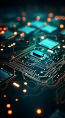 Fototapeta premium Circuit Board Material Structure Background - Generative AI