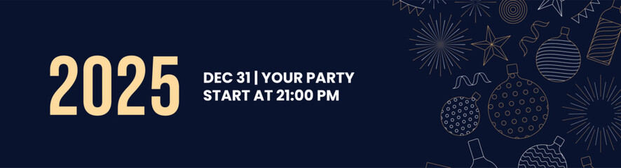 Happy new year 2025 grand celebration banner with firework and sparkle