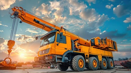 Mobile crane at the construction site.