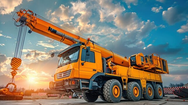 Mobile crane at the construction site.
