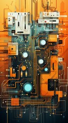Fototapeta premium Circuit Board Material Structure Background - Generative AI