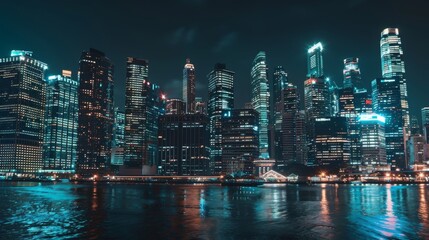 Obraz premium Night Skyline of a Modern City