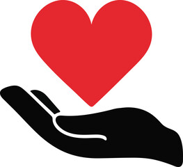Heart in Hand Vector Style Silhouette Icon Premium Vector Illustrations