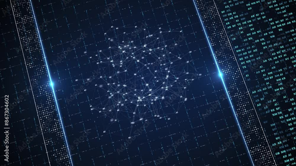 Aufkleber hi-tech digital cyberspace particles network connections tech, innovation future data, internet netw