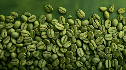 Green coffee beans background