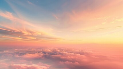 Fototapeta premium Vast horizon stretching endlessly with a stunning sky painted in shades of orange and pink at sunset