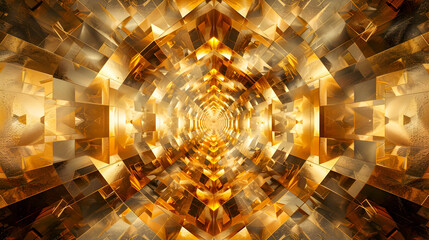 Ornate Golden Digital Backdrop with Abstract Geometric Patterns and Minimalist Forms