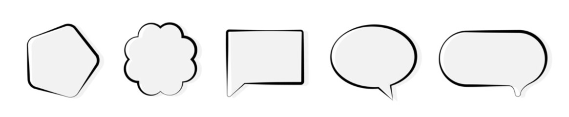 Set of sketch speech bubbles and shapes	
