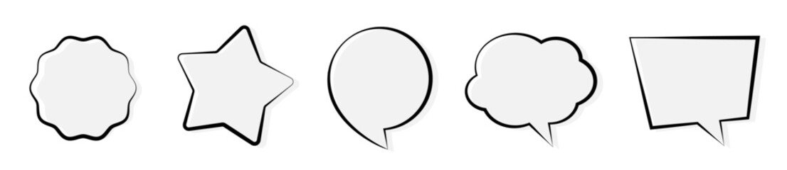 Set of sketch speech bubbles and shapes	
