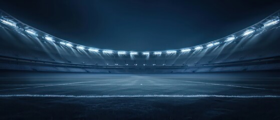 A futuristic stadium illuminated by advanced lighting, ready to host a major sporting event