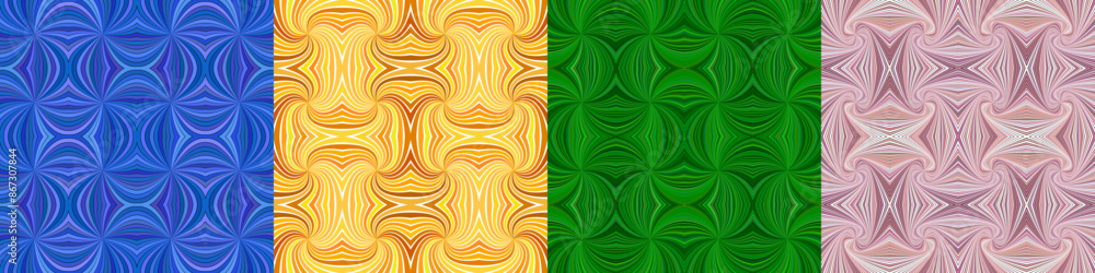 Poster abstract seamless curved stripe pattern set
