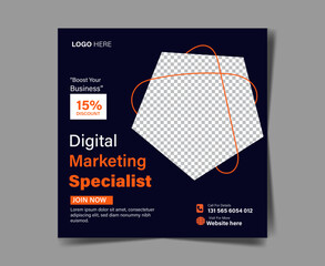 New digital business marketing specialist banner for social media post template.