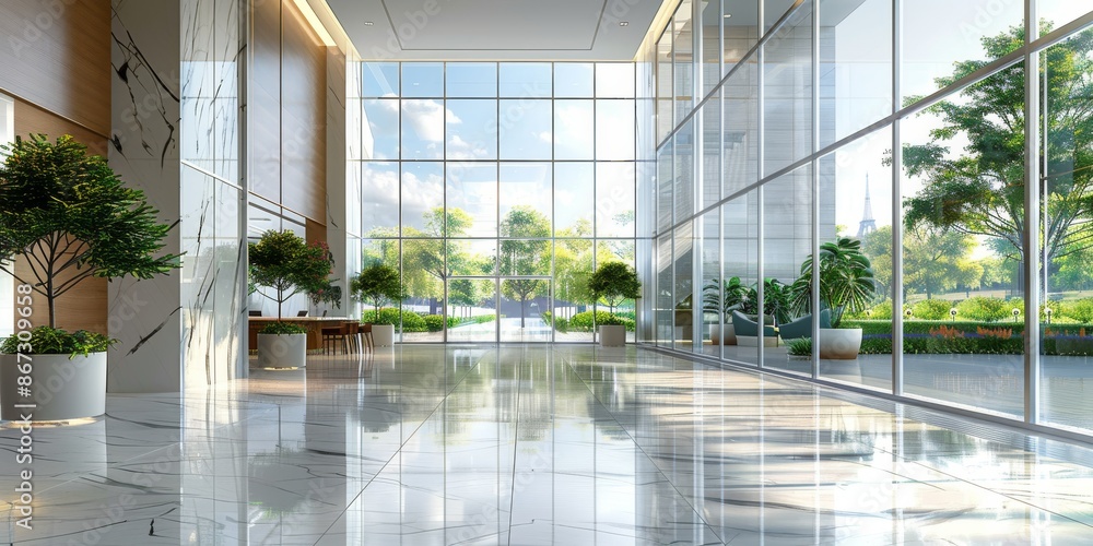 Poster the combination of abundant natural light and sleek design elements creates a visually striking envi
