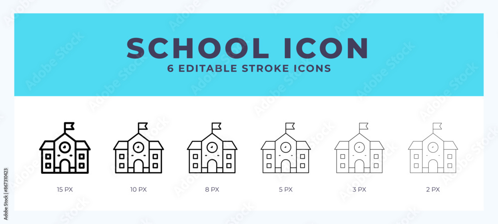 Poster school icon set with different stroke. vector illustration with editable stroke.