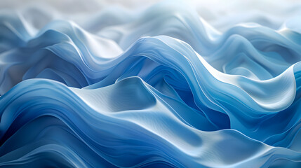 Tranquil Azure Digital Landscape with Minimalist 3D Forms and Fluid Geometry