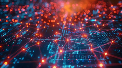 Obraz premium AI-Powered Data Analytics, showcasing a network of interconnected nodes processing vast amounts of data,