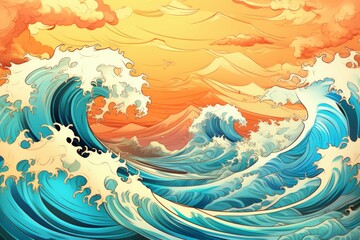 Waves Material Structure Background - Generative AI