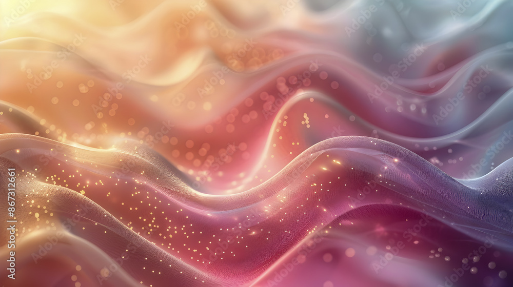 Poster soft minimal golden and pink digital backdrop with abstract gentle curve shapes and tranquil tonalit