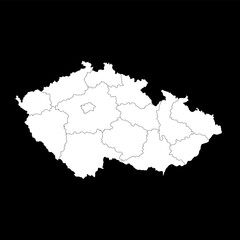 Czech Republic map with regions. Vector illustration.