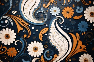 Fototapeta premium Paisley Material Structure Background - Generative AI