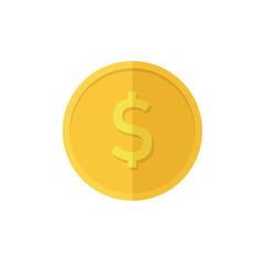 Dollar coin, money. Business and salary. Flat vector illustration.