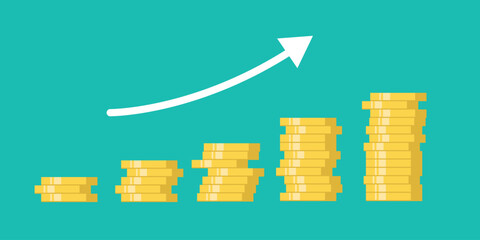 Financial success, profit or compound interest to grow investment fund and reach goal, income or wealth accumulation, stock market earning concept.