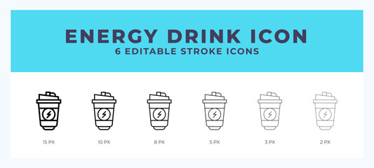 Energy drink line icon for websites and apps. Vector illustration with editable stroke.