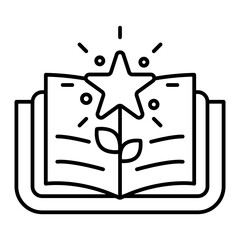 Growth icon. open book with stars