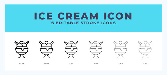Ice cream line icon symbol. Logo. Icon vector illustration with editable stroke.