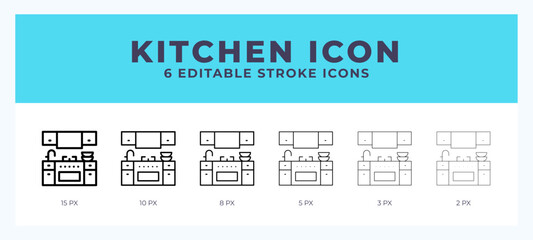 Kitchen line icon. Thin line. Bold line. Vector illustration.