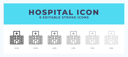 Hospital line icon. Vector icon symbol. Logo illustration. Editable line icon.