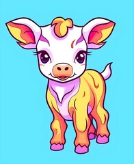 Education and school kids coloring page, printable, activity, worksheet, flashcard. Cow Coloring page, farming page