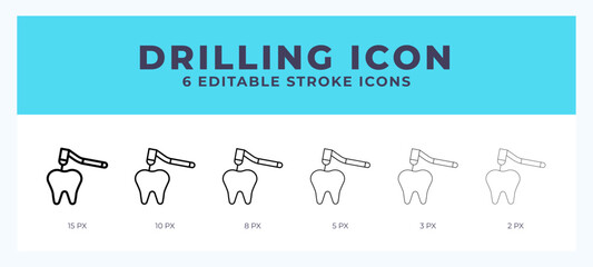 Drilling icon symbol. Logo illustration thin line. Bold line vector icons. Editable stroke