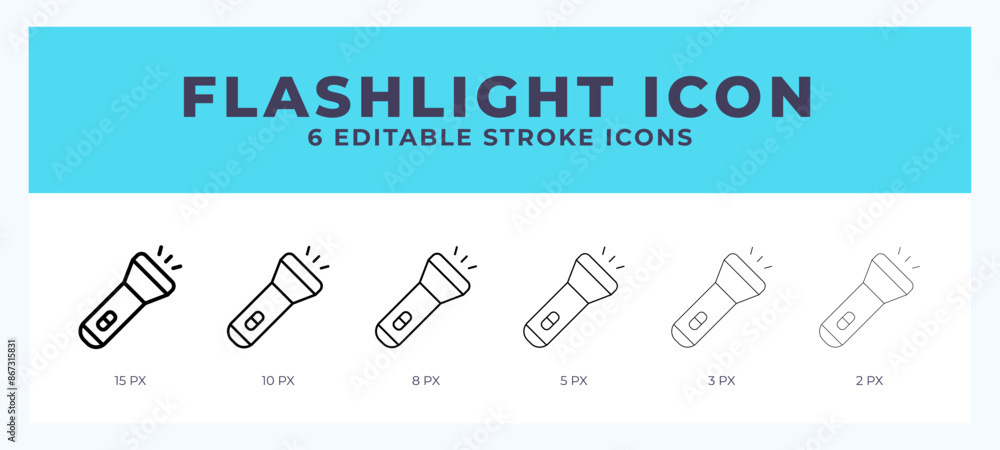 Poster flashlight icon vector for web. and mobile app. editable stroke outline icon.