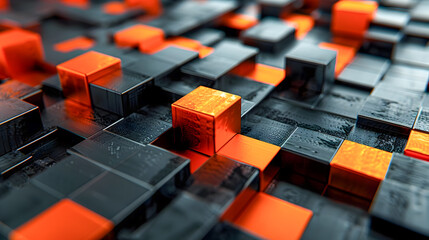 Obraz premium Striking Angular Geometric Compositions in Sleek Metallic Digital Landscape