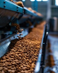 Factory of dog or cat feed dry food production of combined pelleted animal feed, Manufacturing Equipment, Pet Food Industry, AI Generative