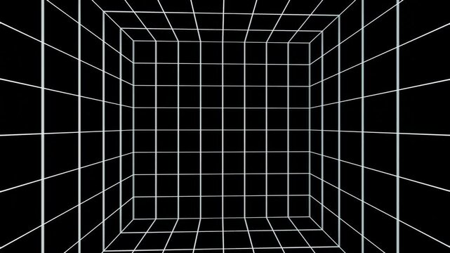 3d grid space Infinite loop,wireframe room