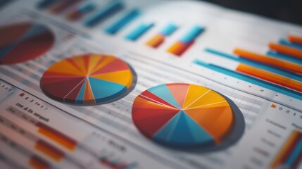 Obraz premium Document paper analyzing business data market development company graphics Background wallpaper AI generated image