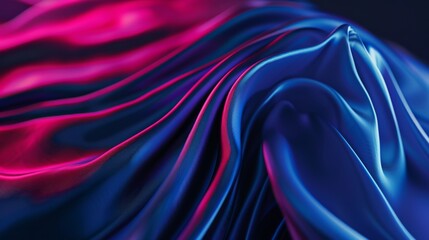 Obraz premium closeup of rippled blue silk fabric texture background studio shot