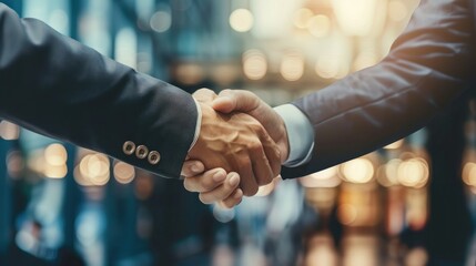 Businessman hands are shaking hands to be business friends Background wallpaper AI generated image