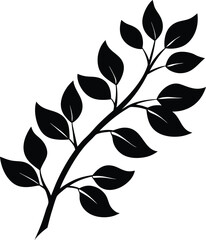 Branch with leaves silhouette vector illustration