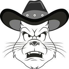 Black and White vector illustration design of Cat Cowboy