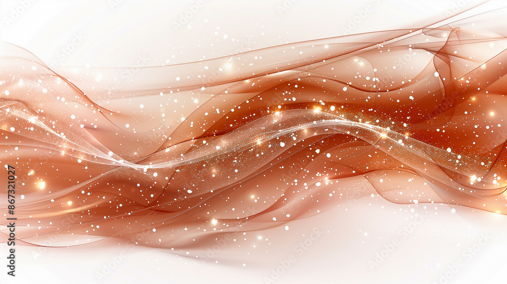 Poster a flowing abstract design with swirling red and white lines, glittering particles, and a sense of mo