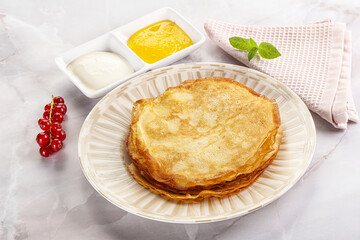 Sweet homemade thick baked pancakes