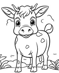 Cute cow cartoon coloring page illustration vector. For kids coloring book. cute cow colouring book image cartoon