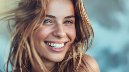 Fototapeta premium Young Woman Smiling in Natural Light.