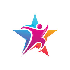 A logo combining stars and people with vibrant and cheerful colors. Symbolizes hope and success.