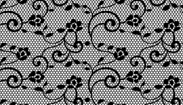 Black floral lace fabric for Decorating.
