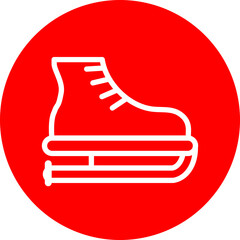 Ice skate Vector Line White Circle Red